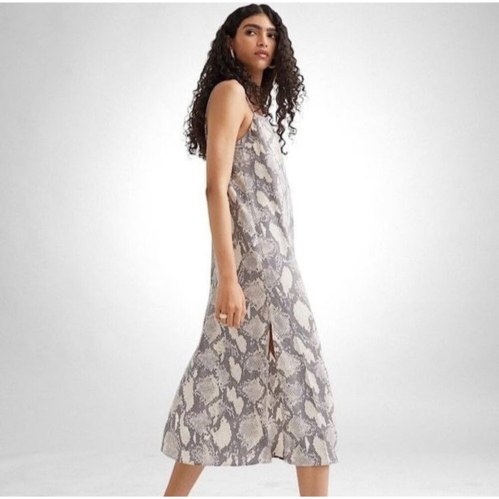 H&M Satin Snake print Slip Midi Dress Size M NWT